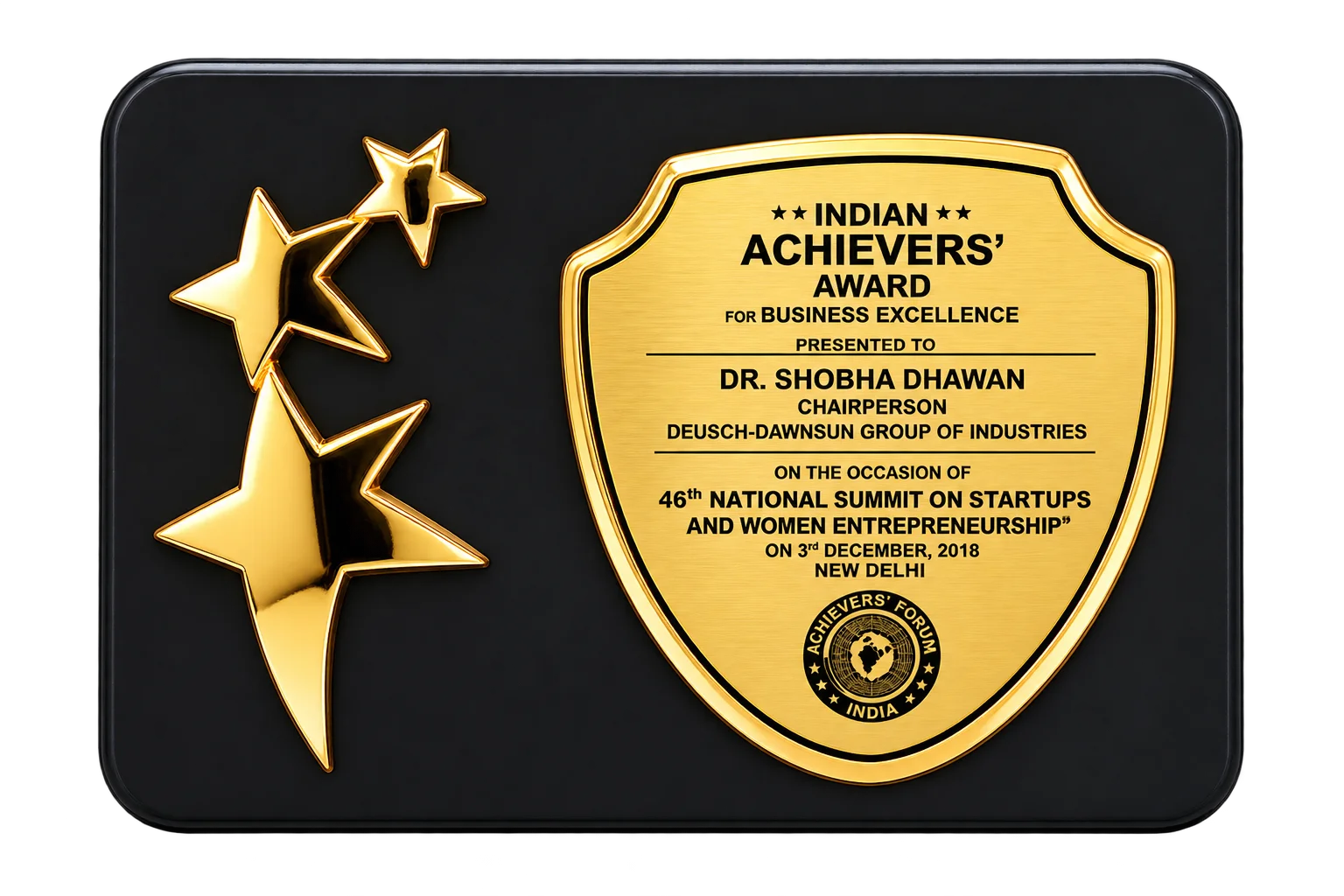 Glossy Gold Achievers Award Plaque